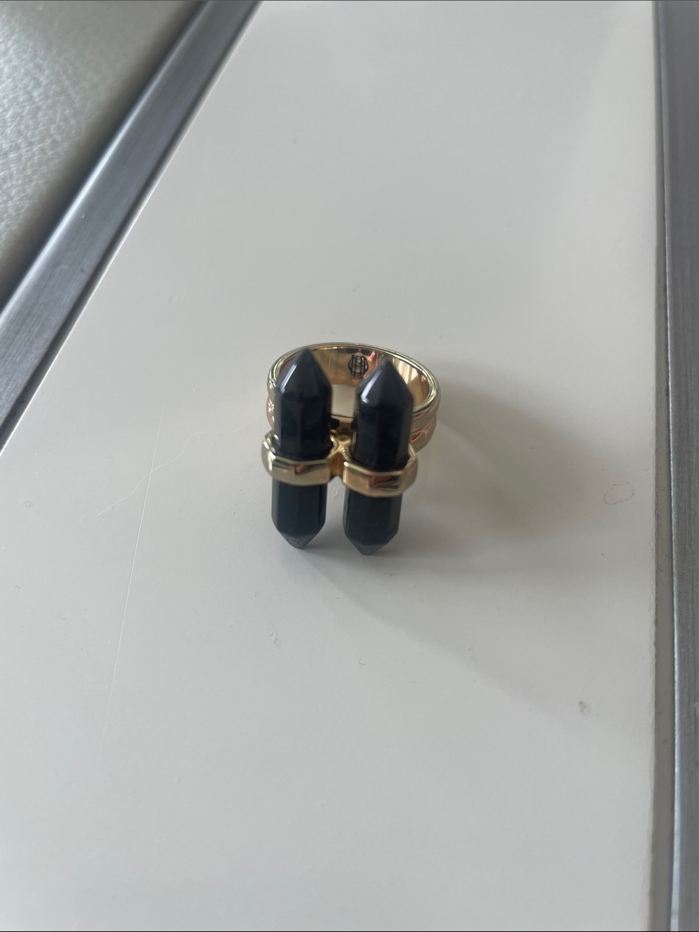 Tourmaline double crystal ring size 7
